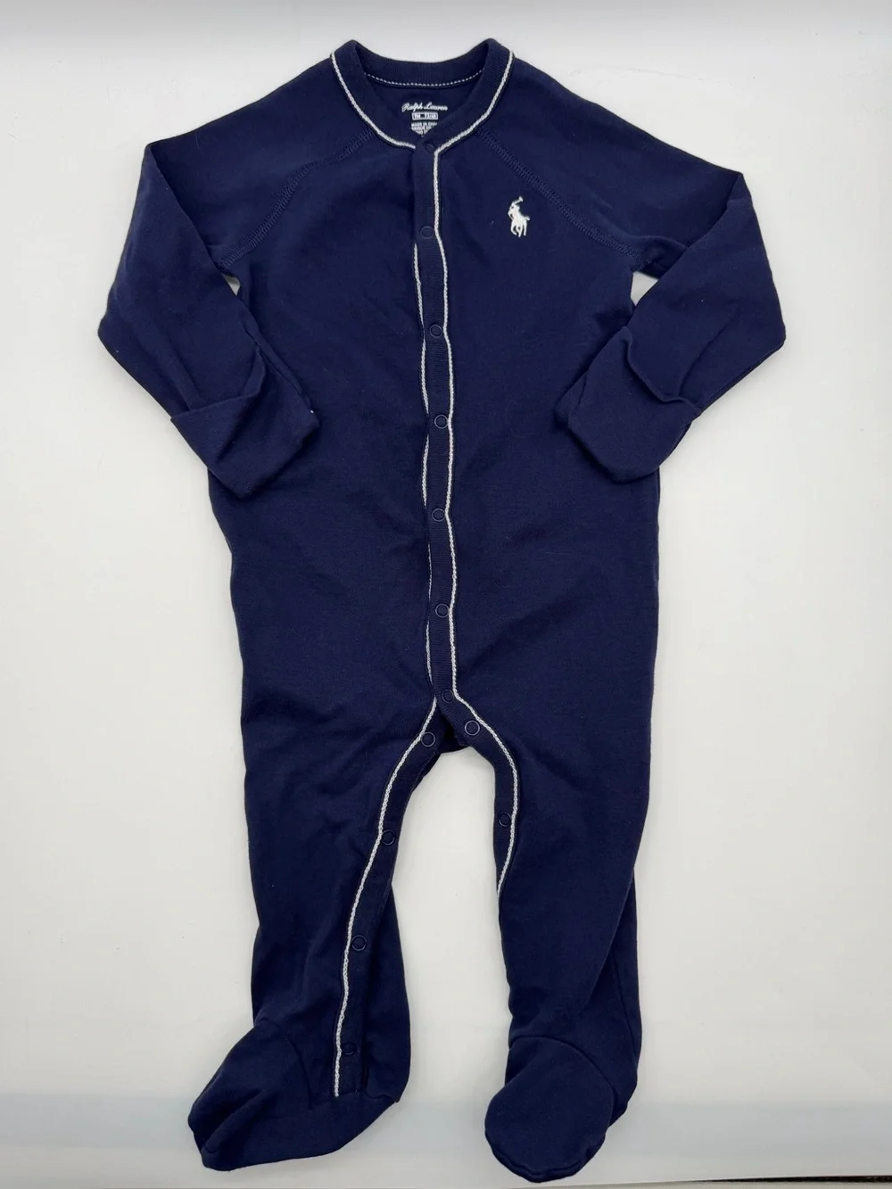 Ralph Lauren Baby Boy Sleeper One Piece Embroidered Pony Size 9M
